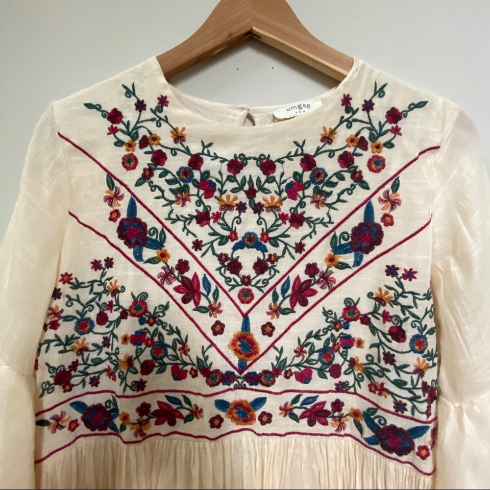 Umgee Embroidered Boho Style Tunic Cream Medium - Picture 3 of 7
